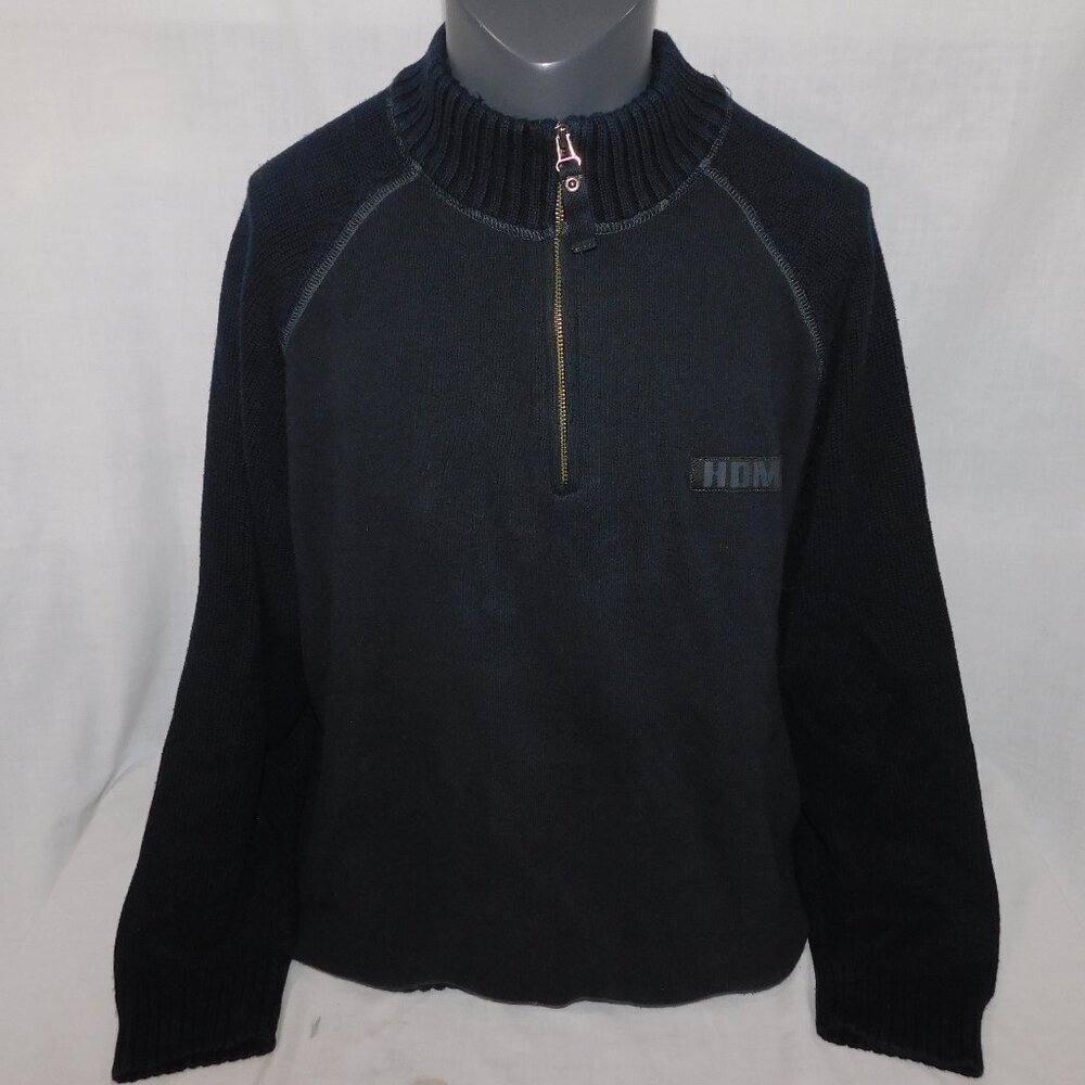Harley Davidson Motorcycles Black Sweater Pullover 1/4 Zip Knit HDMC Mens 2XL